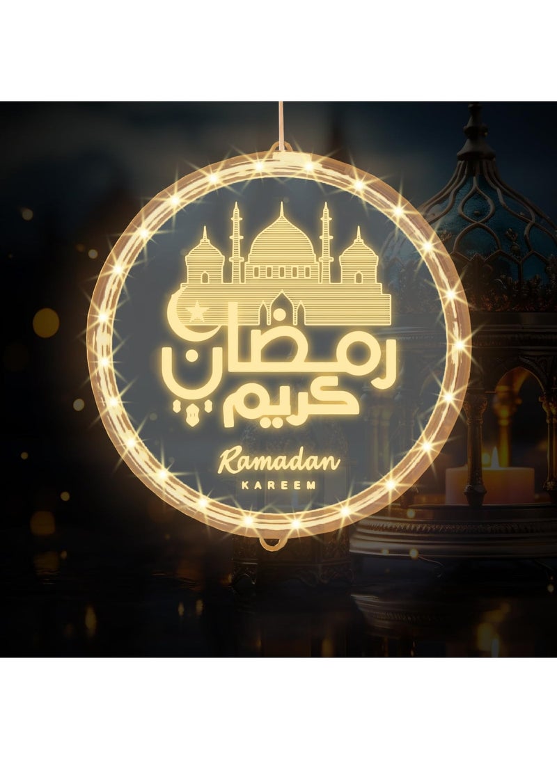 ميون أضواء LED ثلاثية الأبعاد لعيد الفطر ورمضان، أضواء رمضان كريم، ديكور إسلامي مبارك، أضواء دافئة للنوافذ، زينة عيد الفطر، كلمات وأضواء معلقة على شكل قلعة لتزيين غرف النوم والحفلات في الأماكن المغلقة والمفتوحة - Image 2